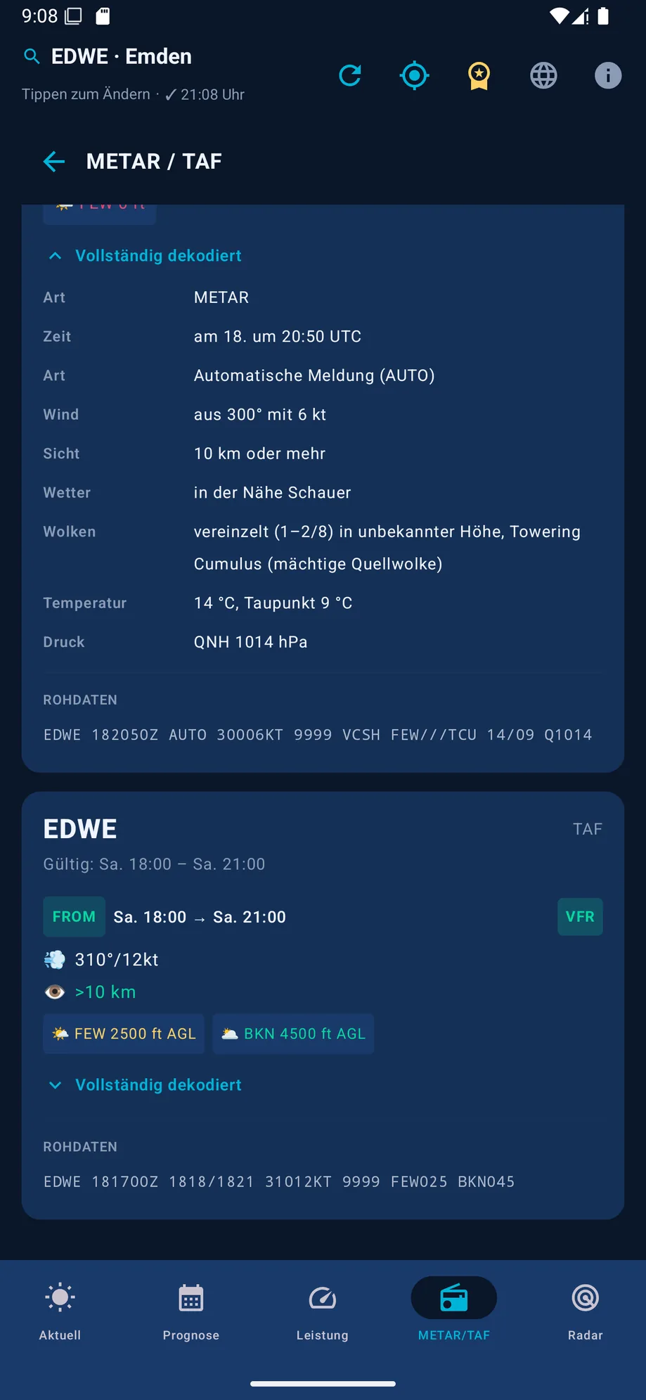 Vollständiger METAR-/TAF-Dekoder