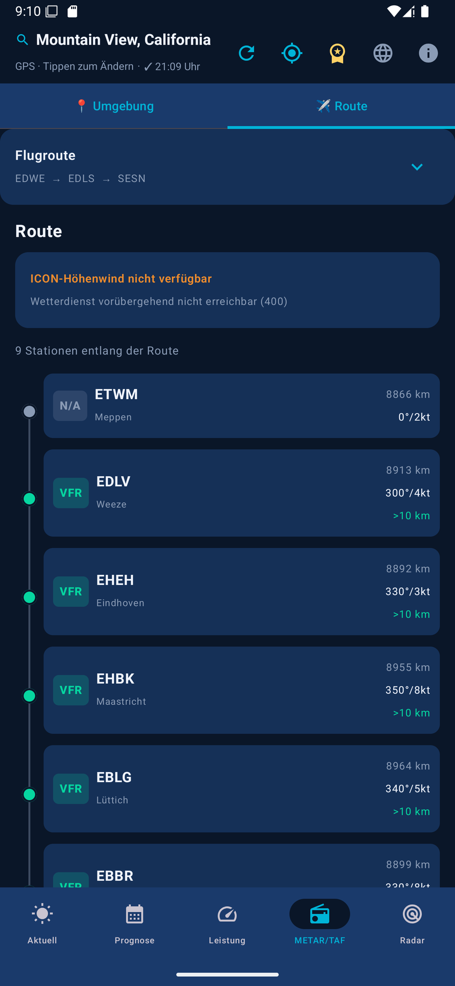 Routenbewertung als Ampel-Timeline
