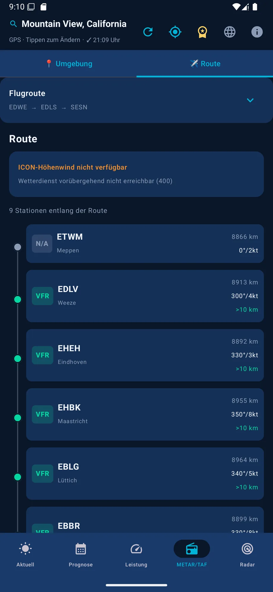 Routenbewertung als Ampel-Timeline